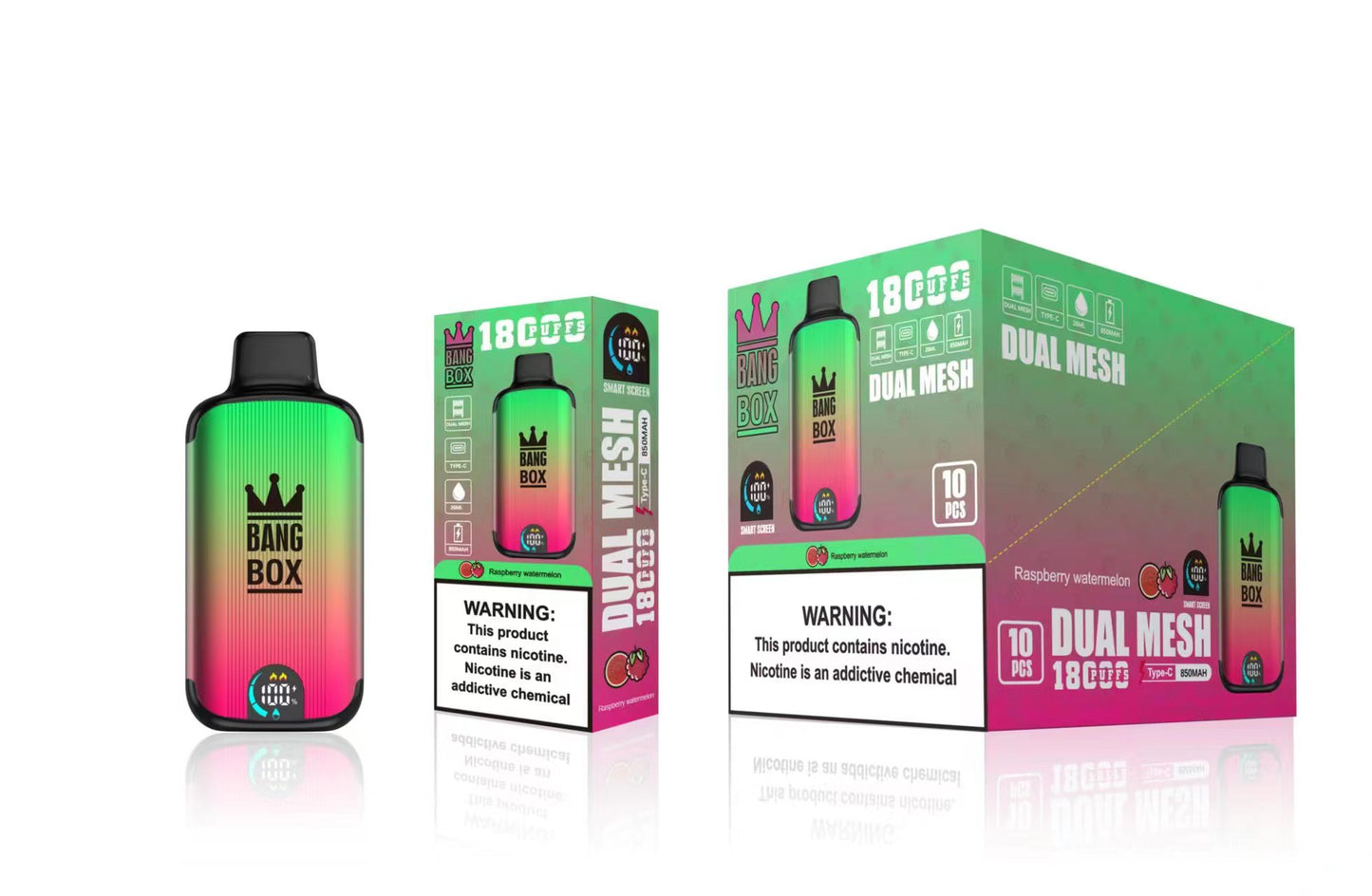 Bangbox 18000 Puffs Smart Screen Disposable E Cigarettes Vape Puff 18k Dual Mesh Coil Led display battery 26ml 850MAH