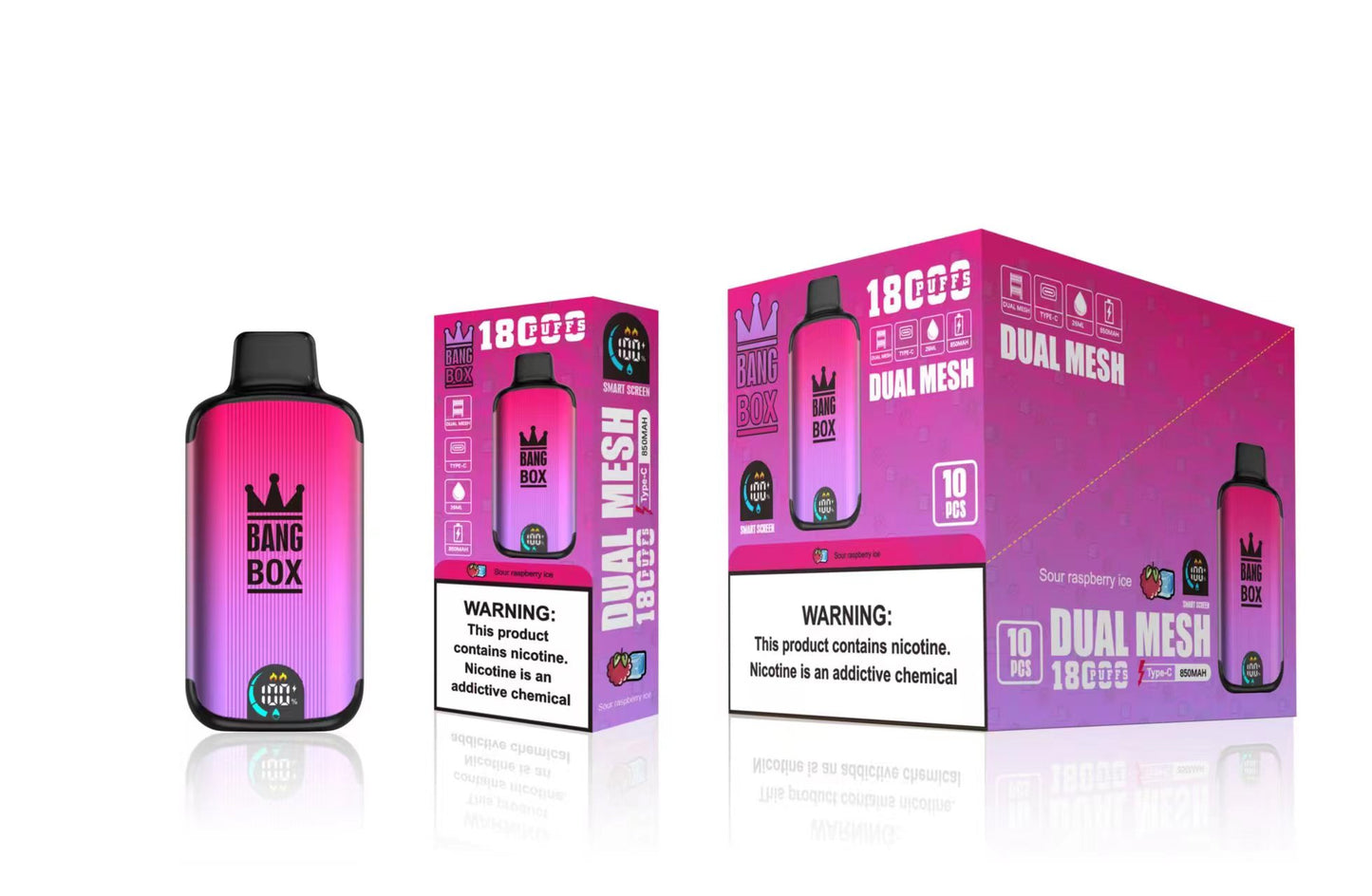 Bangbox 18000 Puffs Smart Screen Disposable E Cigarettes Vape Puff 18k Dual Mesh Coil Led display battery 26ml 850MAH