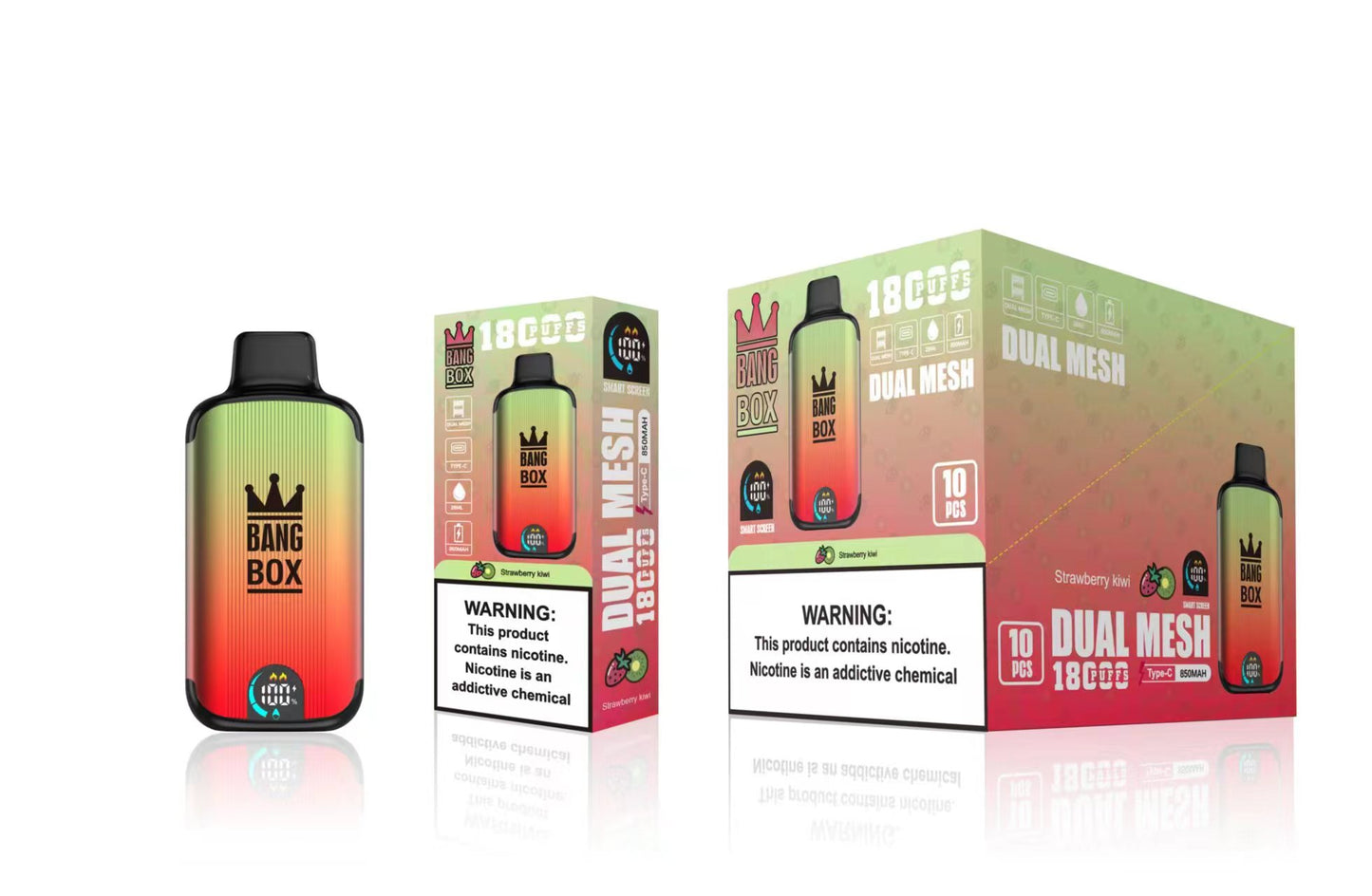 Bangbox 18000 Puffs Smart Screen Disposable E Cigarettes Vape Puff 18k Dual Mesh Coil Led display battery 26ml 850MAH