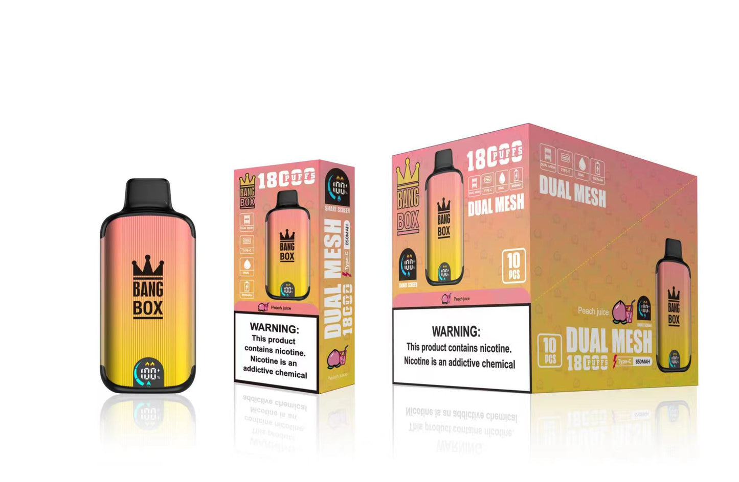 Bangbox 18000 Puffs Smart Screen Disposable E Cigarettes Vape Puff 18k Dual Mesh Coil Led display battery 26ml 850MAH