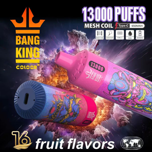 BANG KING 13000 Puffs Disposable Vape Wholesale-650mAh Battery, 23ml E-liquid, Multiple Nicotine 16 Flavors