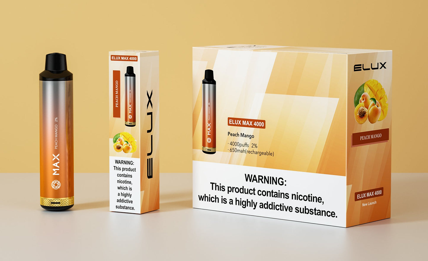 Elux Max 4000 puff bar Airflow Adjustable Rechargeable Vape disposable 2 ml e-liquid