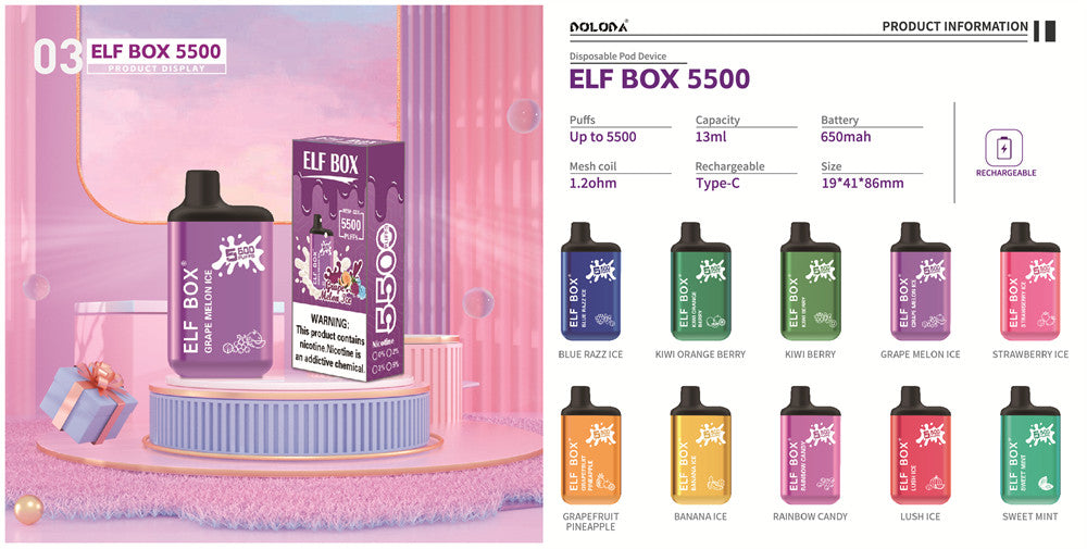 ELF BOX 5500 Puffs Disposable Vape Wholesale