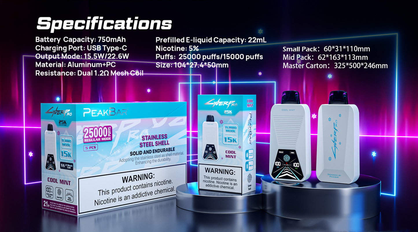 PEAKBAR CyberPro 25000 Puffs Disposable Vape Wholesale