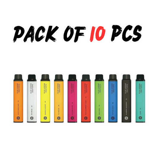 PACK OF 10 PC- Bundles of Elux Legend 3500 Puff Disposable 2ml 20mg Vape New Versions Non Re chargeable 20mg
