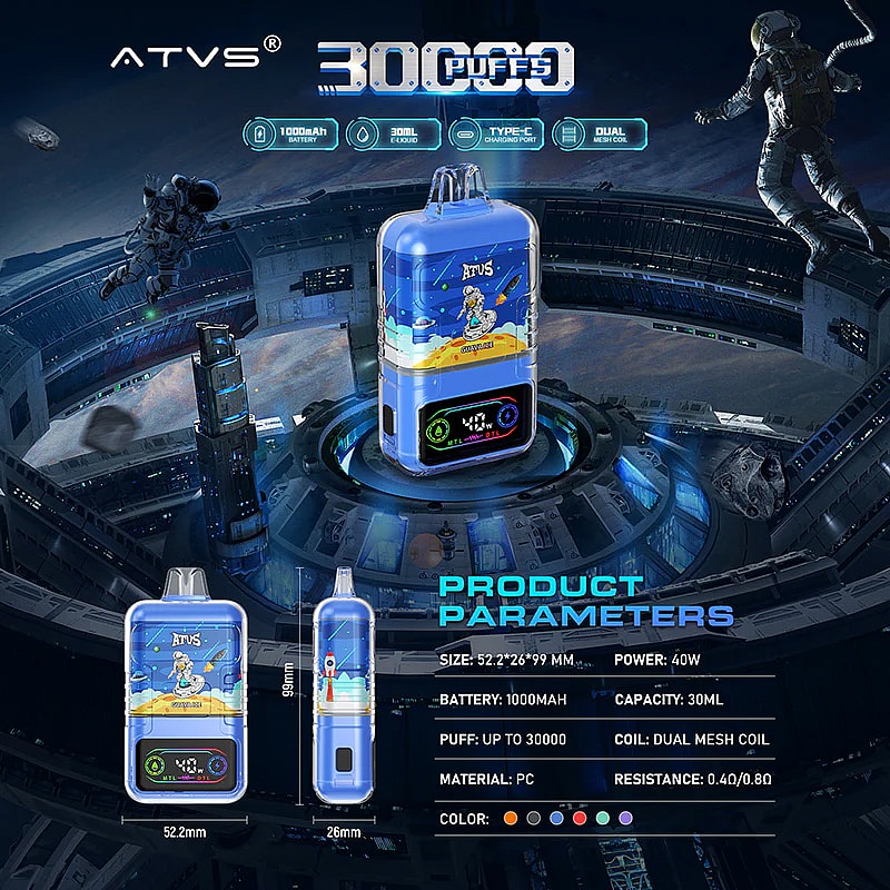 ATVS 30000 Puffs :DTL/MTL Disposable Vape with Adjustable Airflow