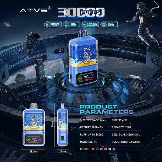 ATVS 30000 Puffs :DTL/MTL Disposable Vape with Adjustable Airflow
