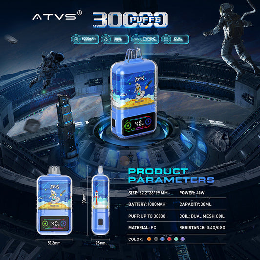 ATVS Astronaut 30000 Puffs Disposable Vape Wholesale-1000mAh batterty, 25ml E-liquid,Multiple Nicotine 14 Flavors