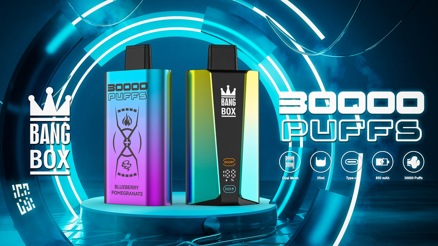 Bangbox 30000puff vape,LED Display capcity Batterya ,26ML 850MAH ,12 Flavor Display