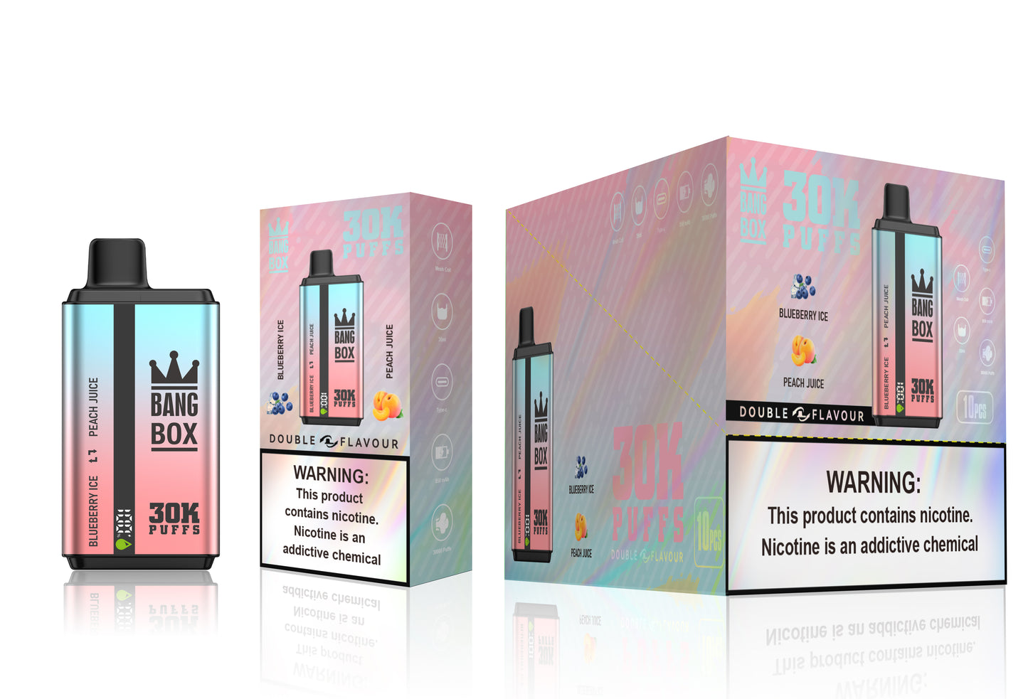 BANGBOX 30000 puffs dual flavors vape,LED Display capcity Batterya ,35ml 850MAH ,12 Flavor Display