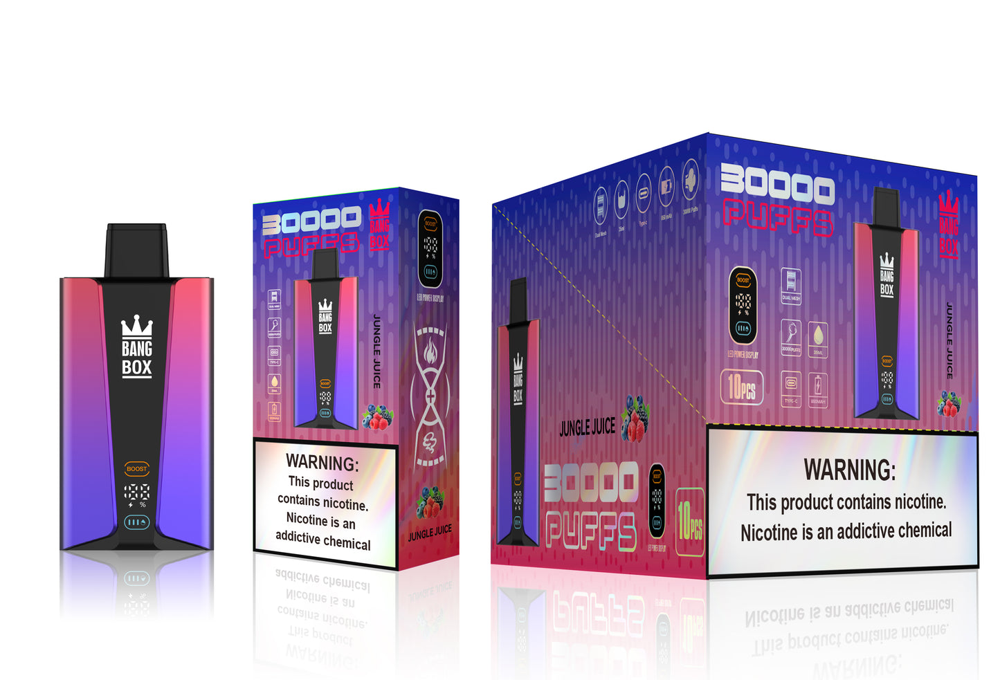 Bangbox 30000puff vape,LED Display capcity Batterya ,26ML 850MAH ,12 Flavor Display