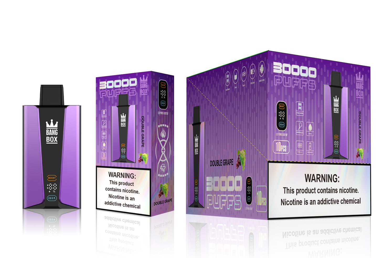 Bangbox 30000puff vape,LED Display capcity Batterya ,26ML 850MAH ,12 Flavor Display