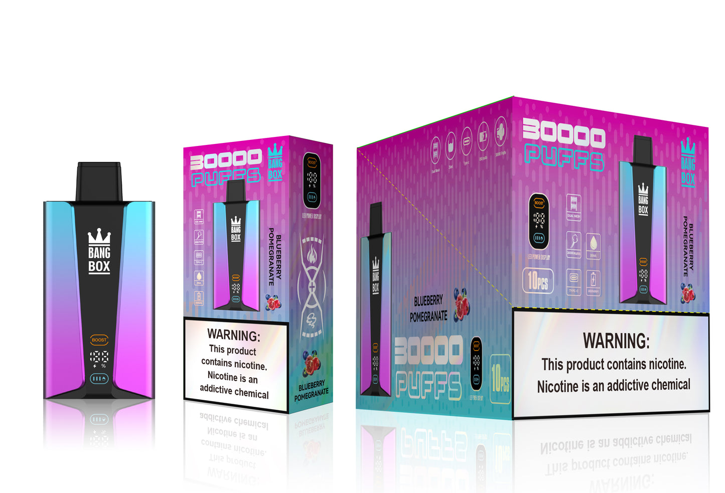 Bangbox 30000puff vape,LED Display capcity Batterya ,26ML 850MAH ,12 Flavor Display