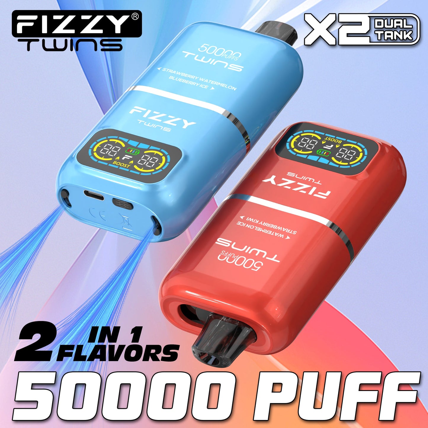 EU Warehouse FIZZY TWINS 50000 Puffs Disposable Vape Wholesale