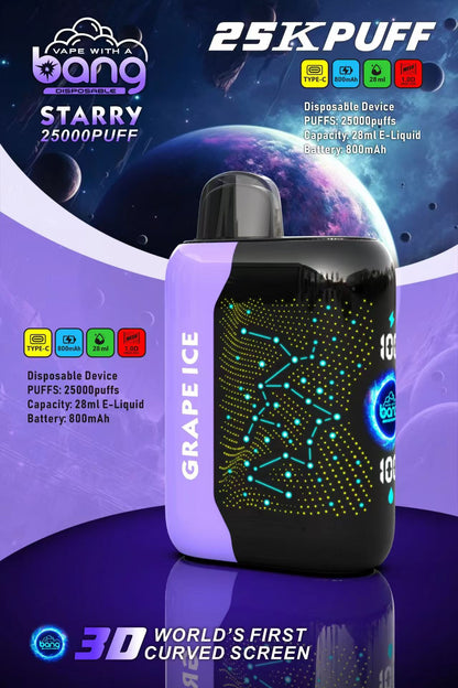 Bang Starry  25K Puffs Smart Full Screen Turn Ice Wholesale Disposable Vape Puff 36k Prefilled Pod