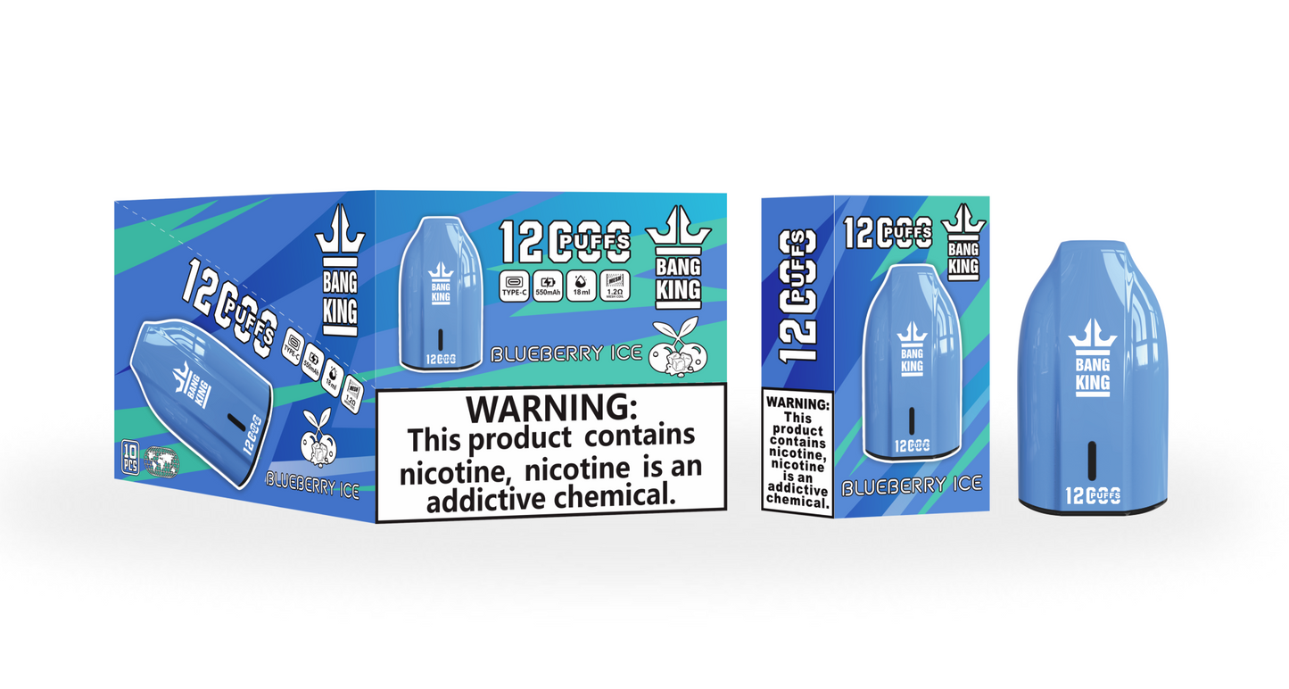 BangKing 12K Puffs Smart Full Screen Turn Ice Wholesale Disposable Vape Puff 12000k Prefilled Pod