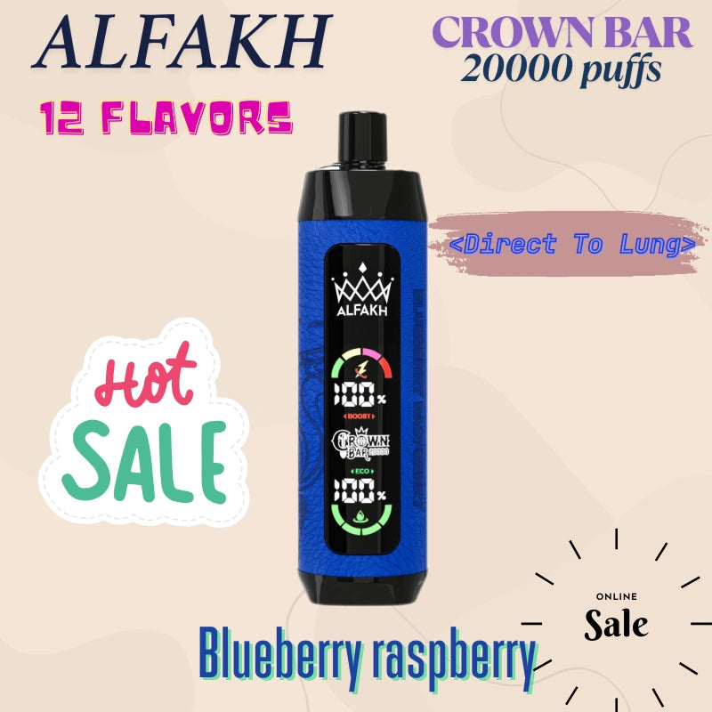ALFAKH CROWN BAR 20K VAPE Wholesale Direct Price Hot Deal-850mAh battery, 20ml E-liquid, Multiple Nicotine 12 Flavors