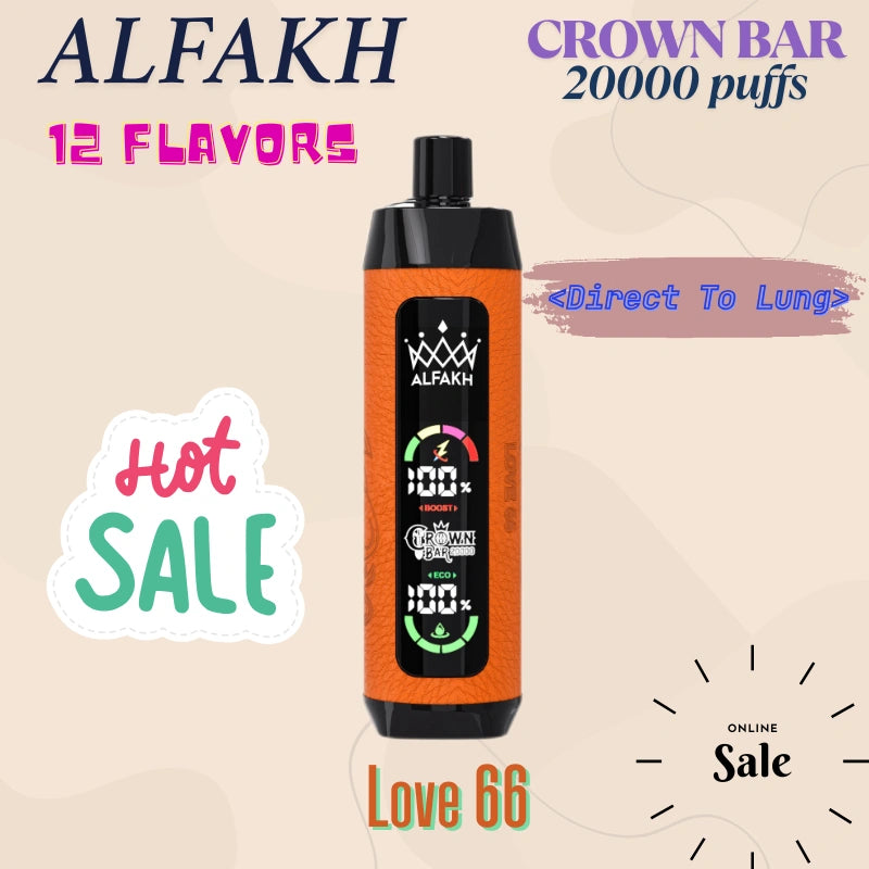 ALFAKH CROWN BAR 20K VAPE Wholesale Direct Price Hot Deal-850mAh battery, 20ml E-liquid, Multiple Nicotine 12 Flavors