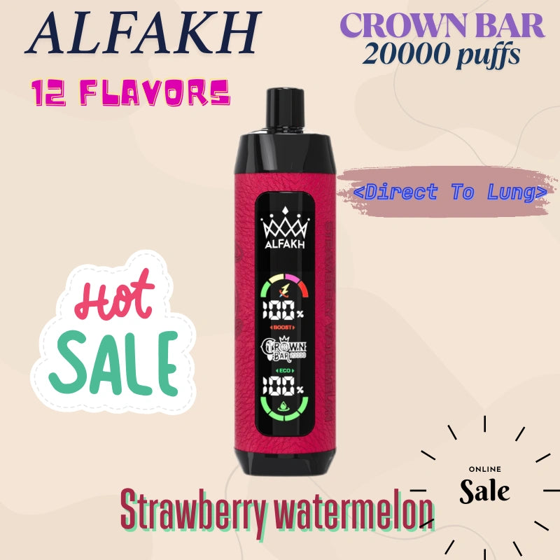 ALFAKH CROWN BAR 20K VAPE Wholesale Direct Price Hot Deal-850mAh battery, 20ml E-liquid, Multiple Nicotine 12 Flavors