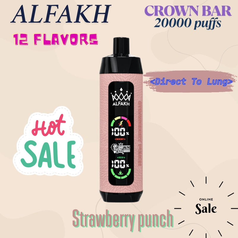 ALFAKH CROWN BAR 20K VAPE Wholesale Direct Price Hot Deal-850mAh battery, 20ml E-liquid, Multiple Nicotine 12 Flavors