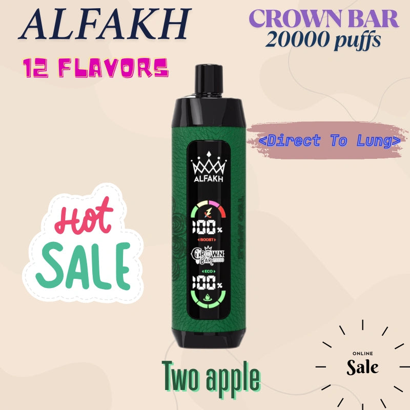 ALFAKH CROWN BAR 20K VAPE Wholesale Direct Price Hot Deal-850mAh battery, 20ml E-liquid, Multiple Nicotine 12 Flavors