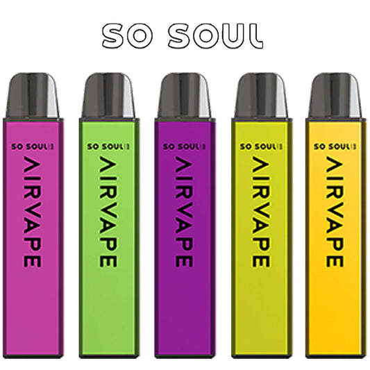 10 Pieces So Soul AIRVAPE Bar 600 Puff Disposable Vape Nic Salt 20mg