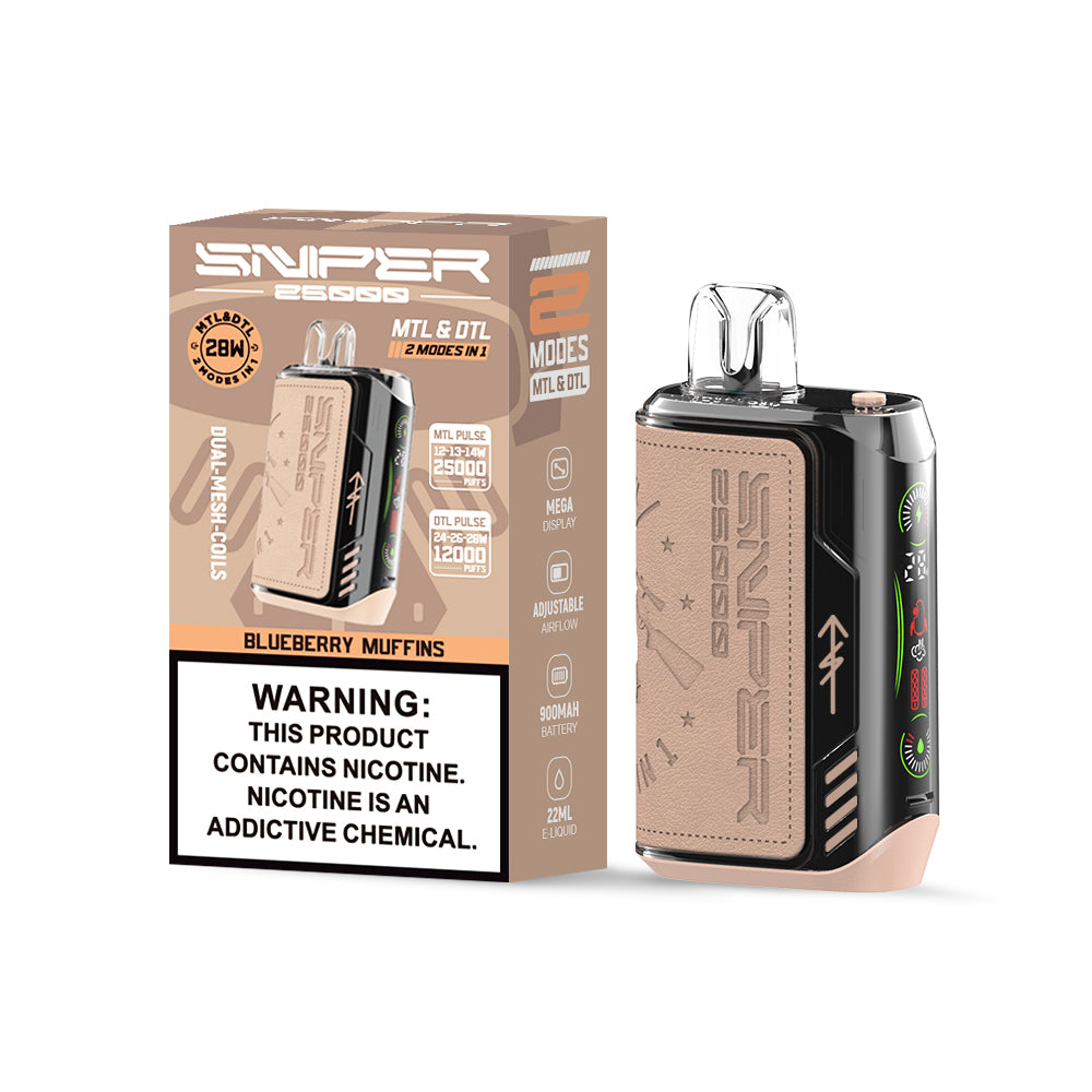 SNPER VAPMOD Sniper 25000Puffs  900 mAh Battery Digital Screen Vape  LED Screen Shisha Hookah Price 25K