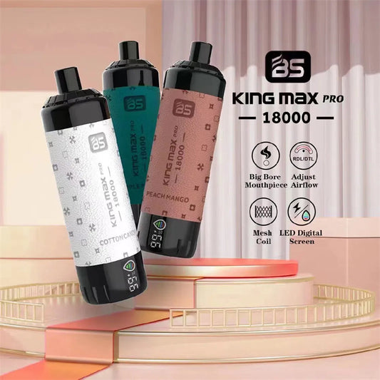Wholesale Breze Stiik BS King Max PRO 18000 Puffs Electronic Cigarette Mesh Coil LED Digital Screen Disposable Vape with 24ml E Liuid Adjustable Airflow