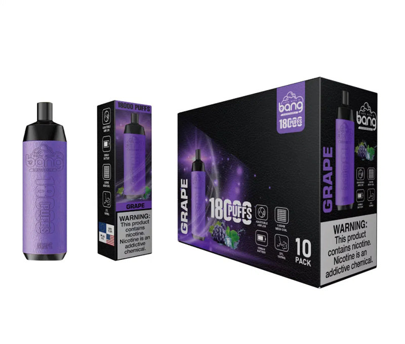 Bang Crown Bar 18000 Puffs E Cigarette Leather 18k Puff Bar Shisha Pro Max Dtl Disposable Vape-650mAh Battery, 20ml E-liquid, Multiple Nicotine 12 Flavors