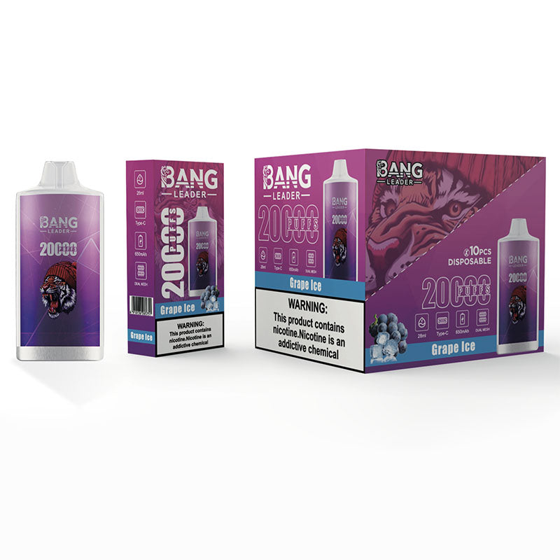 Bang Leader 20000 Puffs Disposable Vape – 650mAh Battery, 28mL E-Liquid, 0% to 5% Nicotine Options 12 Flavors