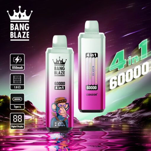 BANG BLAZE 4IN1 60000 Puffs Disposable Vape Wholesale(0% to 5% Nicotine) 56ML e-liquid &nbsp;650mAh 12 Flavors
