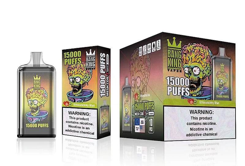 Bang King 15000 Puffs 0% 2% 3% 5% Nicotine Rechargeable Disposable Pod-650mAh Battery, 25ml E-liquid, Multiple Nicotine 20 Flavors