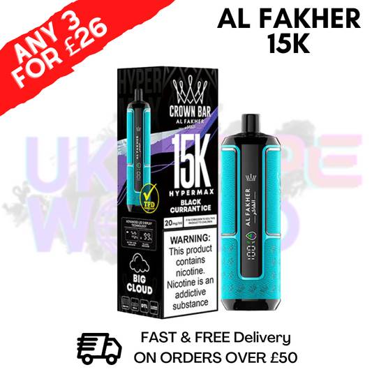 Blackcurrant Ice Al Fakher HyperMax 15k Puff | ANY 3 FOR £26