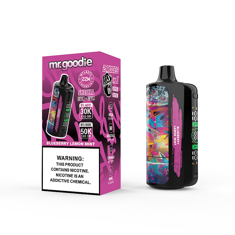 Mr.Goodie Shisha 50000 Puffs :DTL/MTL Disposable Vape with Mega Display