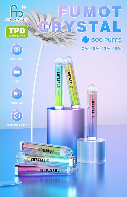 RandM Crystal 600 Puffs - 2ml, 5% Nic Salt, 12 Flavors, Rechargeable