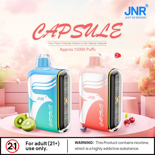 JNR Capsule 15k 15000 Puffs Tornado Box Dual Mesh Rechargeable Disposable Vape Screen -850mAh Battery, 20ml E-liquid, Multiple Nicotine 20 FlavorsDisplay Vaper