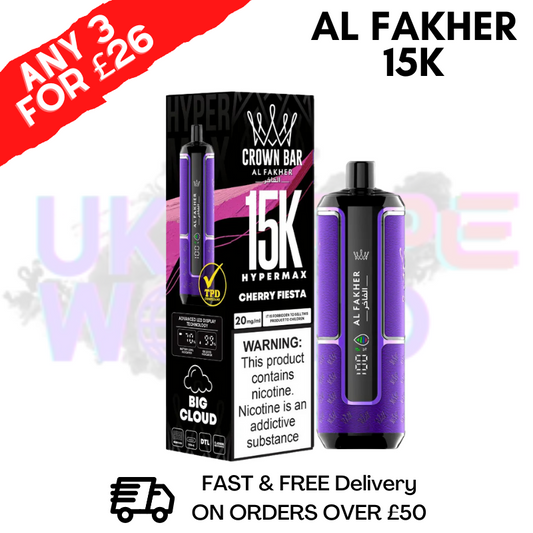 Cherry Fiesta Al Fakher HyperMax 15k Puff | ANY 3 FOR £26