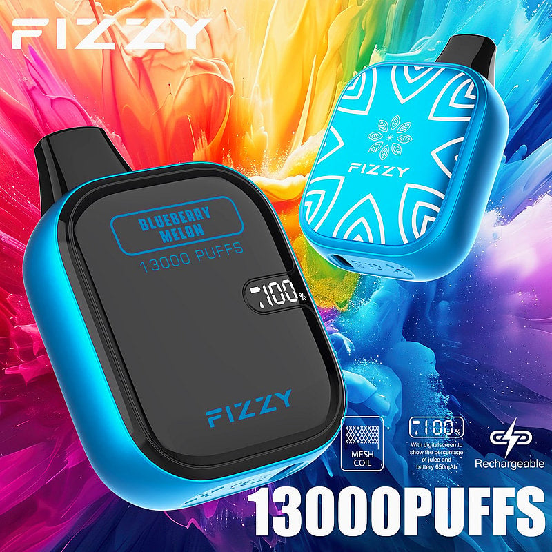 Fizzy Boom 13k Puffs Disposable Vape | 21ML E-liquid, Mesh Coil, LCD Screen
