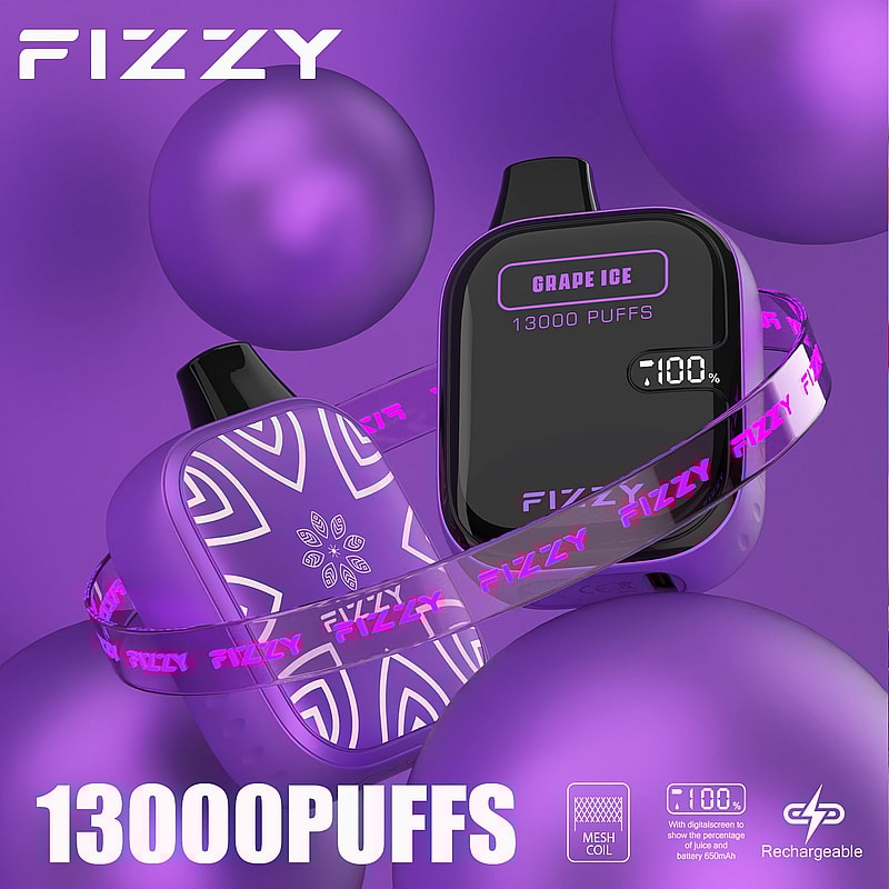 Fizzy Boom 13k Puffs Disposable Vape | 21ML E-liquid, Mesh Coil, LCD Screen