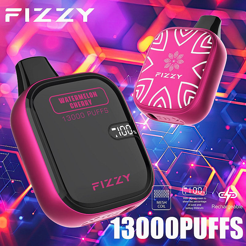 Fizzy Boom 13k Puffs Disposable Vape | 21ML E-liquid, Mesh Coil, LCD Screen