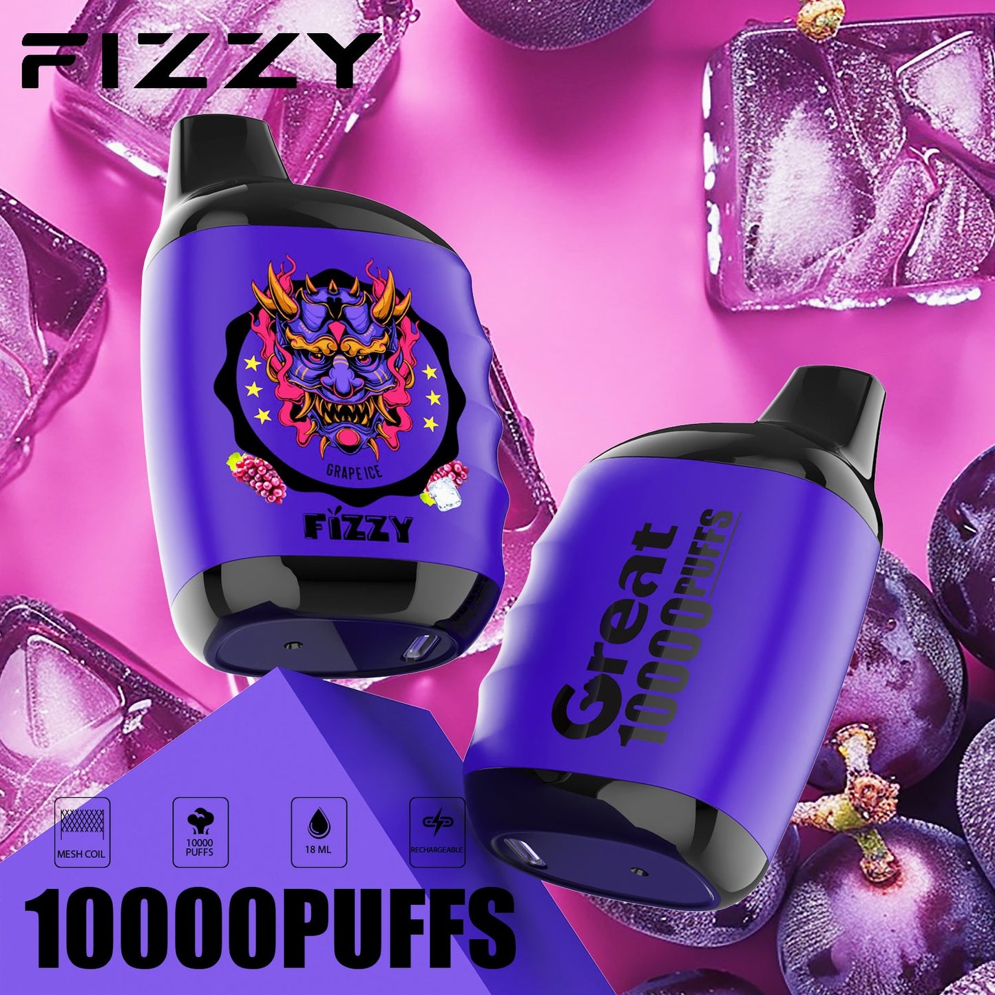 FIZZY Great – Compact 10K Puffs Disposable Vape | Mesh Coil & 18ML E-Liquid