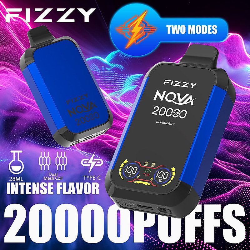 Fizzy Nova 20000 Puffs Disposable Vape | Dual Mesh Coil, 28ML E-liquid, LCD Screen, Eco/Turbo Mode