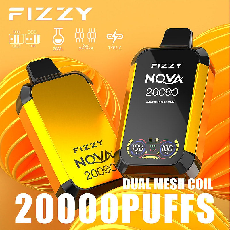 Fizzy Nova 20000 Puffs Disposable Vape | Dual Mesh Coil, 28ML E-liquid, LCD Screen, Eco/Turbo Mode