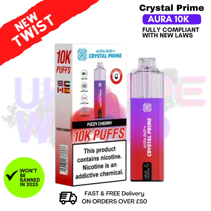 Fizzy Cherry Crystal Prime 10K Puff Pod Kit