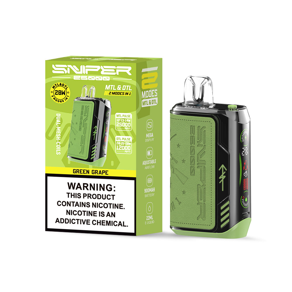 SNPER VAPMOD Sniper 25000Puffs  900 mAh Battery Digital Screen Vape  LED Screen Shisha Hookah Price 25K