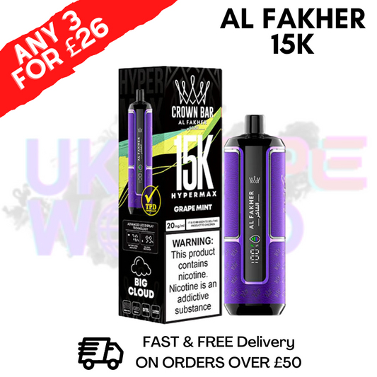 Grape Mint Al Fakher HyperMax 15k Puff | ANY 3 FOR £26