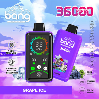 BANG 36K Puffs Smart Full Screen Turn Ice Wholesale Disposable Vape Puff 36k Prefilled Pod