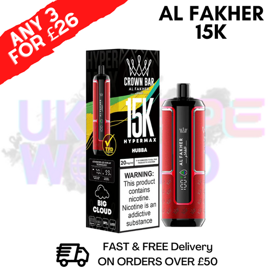 Hubba Al Fakher HyperMax 15k Puff | ANY 3 FOR £26