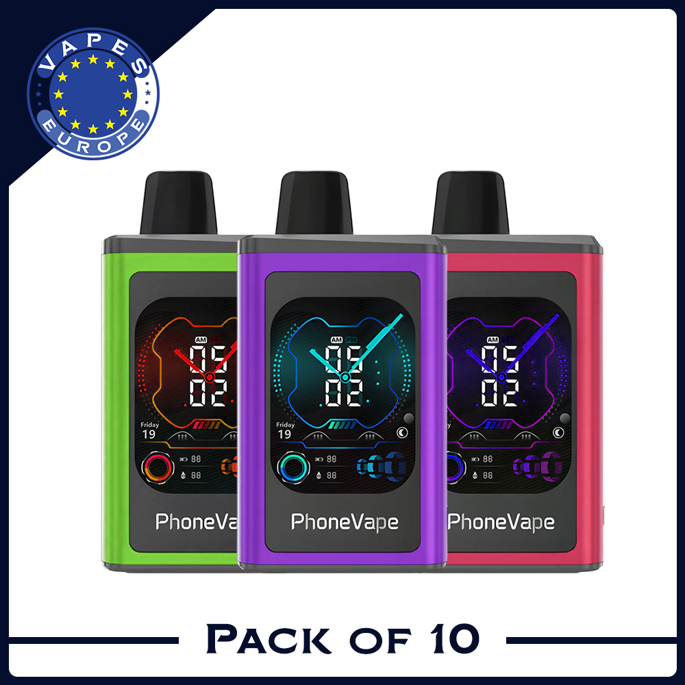 JNR Phone Vape 30000 Puffs (Box of 10)&nbsp;Latest Smart 20mg Nicotine 19ML 1000 mAh Battery 10 Flavors Disposable Vape