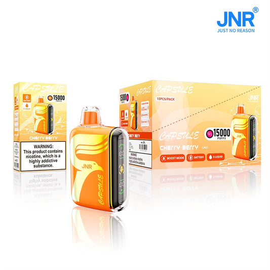 Jnr Capsule 15000 Puffs Disposable Vape Box Puff Bar Dual Mesh Coil Electronic Cigarette-850mAh Battery, 20ml E-liquid, Multiple Nicotine 20 Flavors